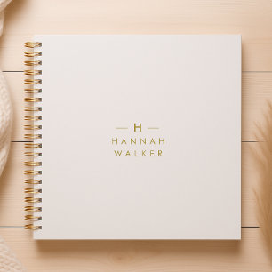 Monogramm Goldgrau   Minimalistischer Eleganter Mo Notizbuch