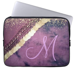 Monogramm-Goldmünzen der lila Gefärbte Krawatte Laptopschutzhülle