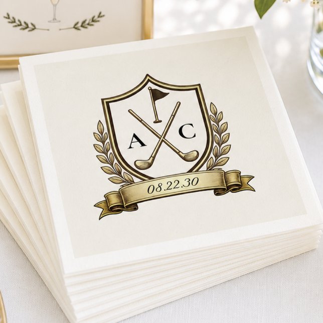Monogramm Golf Wappen Hochzeit Serviette (Von Creator hochgeladen)