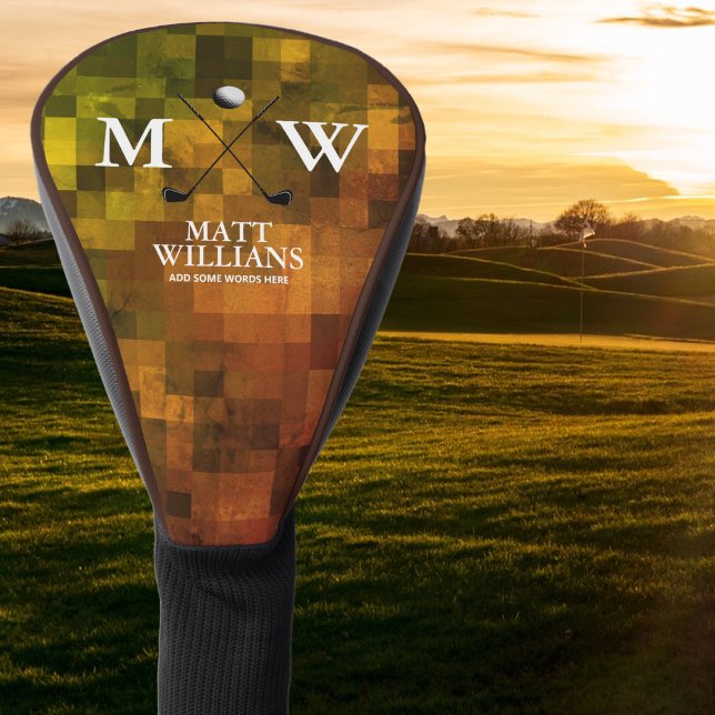 Monogramm (golfer name & initials) braun-orange golf headcover (Von Creator hochgeladen)