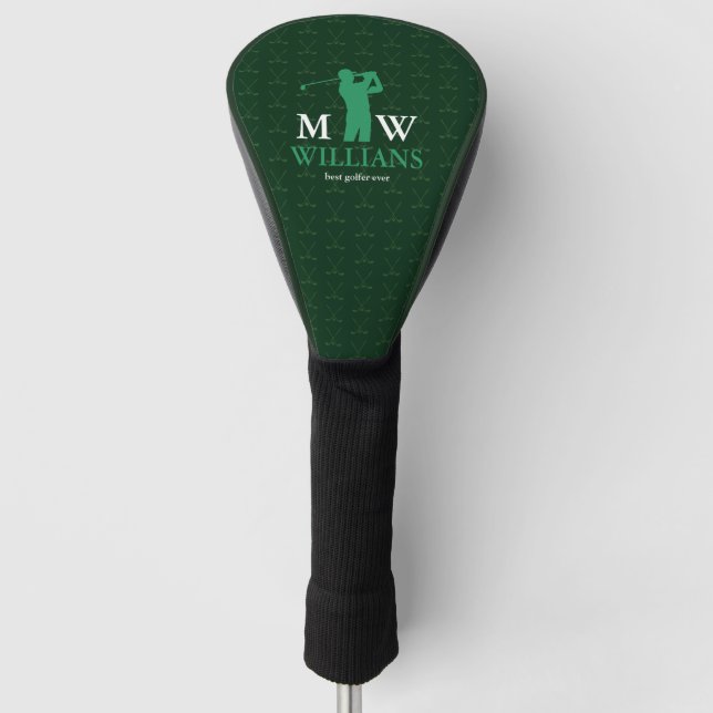 Monogramm (Golfername und Initialen) cool grün Golf Headcover (Vorderseite)