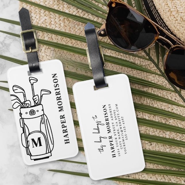 Monogramm-Golftasche Gepäckanhänger (Monogram Golf Bag Luggage Tag )