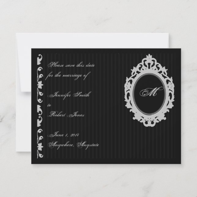Monogramm Gothic-Rahmen Save the Date (Vorderseite)