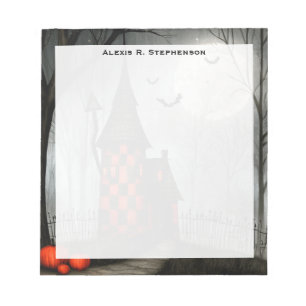 Monogramm-Gotik-Schachbrett-Halloween-Turm Notizblock