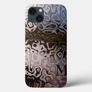Monogramm Grau-Braun Schimmernder Schlangenleder-E Case-Mate iPhone Hülle