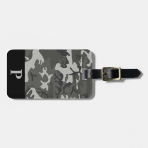 Monogramm Grau Militär Camo Tarnung Schwarzer Rahm Gepäckanhänger