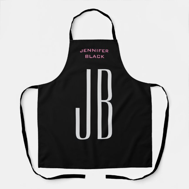 Monogramm Grau Schwarz Modernes Minimalistisch Schürze (Vorderseite)