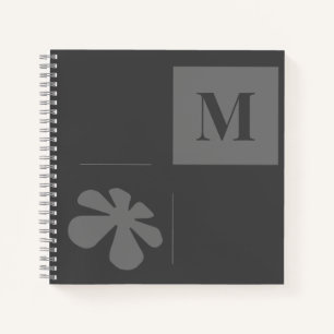 Monogramm Grau Schwarz Notizbuch