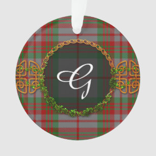 Monogramm Grau Tartan Ornament