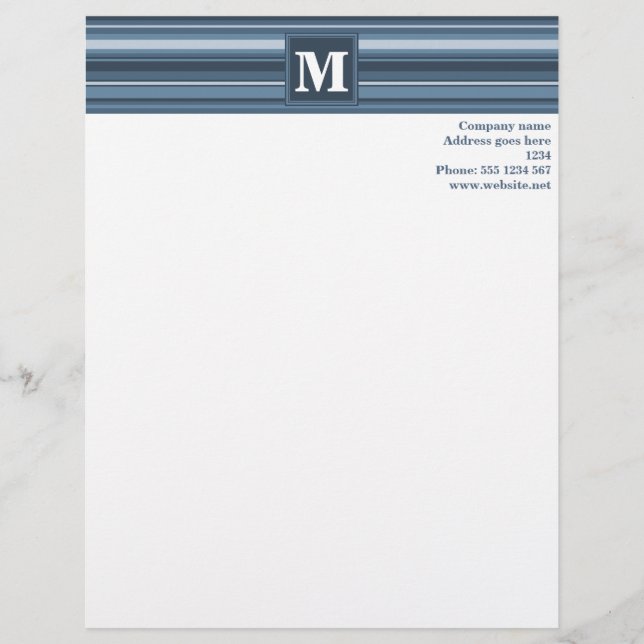 Monogramm graublaue Streifen Briefkopf (Vorderseite)