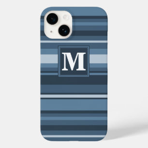 Monogramm graublaue Streifen Case-Mate iPhone 14 Hülle