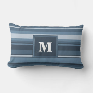 Monogramm graublaue Streifen Lendenkissen