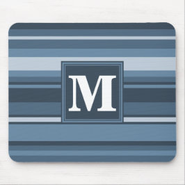 Monogramm graublaue Streifen Mousepad