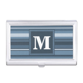 Monogramm graublaue Streifen Visitenkarten Dose