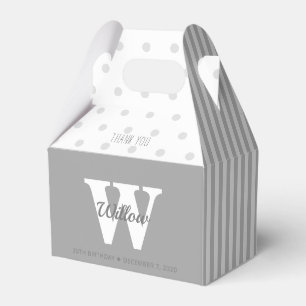 Monogramm Graue Polka Dosen Streifen Gable Gefälli Geschenkschachtel