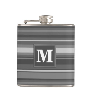 Monogramm graue Streifen Flachmann