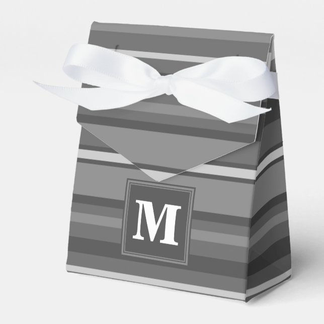 Monogramm graue Streifen Geschenkschachtel (Vorderseite)