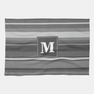 Monogramm graue Streifen Geschirrtuch