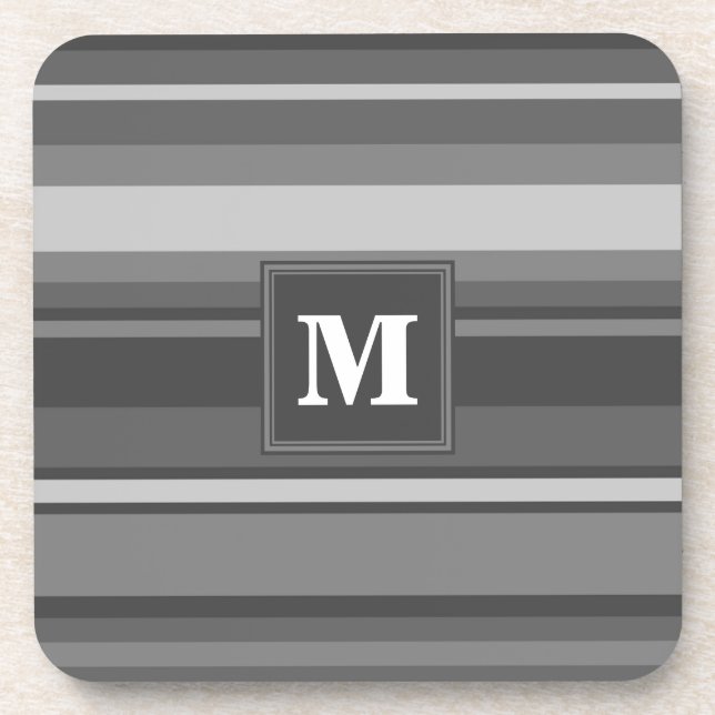 Monogramm graue Streifen Getränkeuntersetzer (Vorderseite)