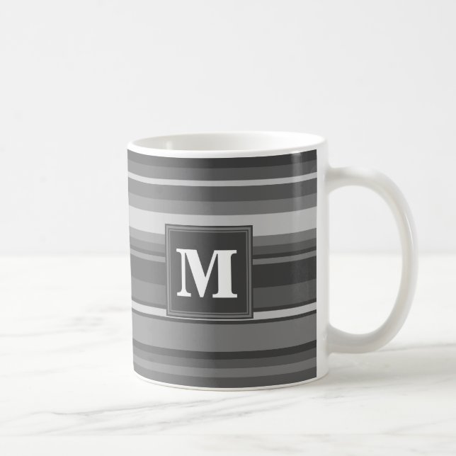 Monogramm graue Streifen Kaffeetasse (Rechts)