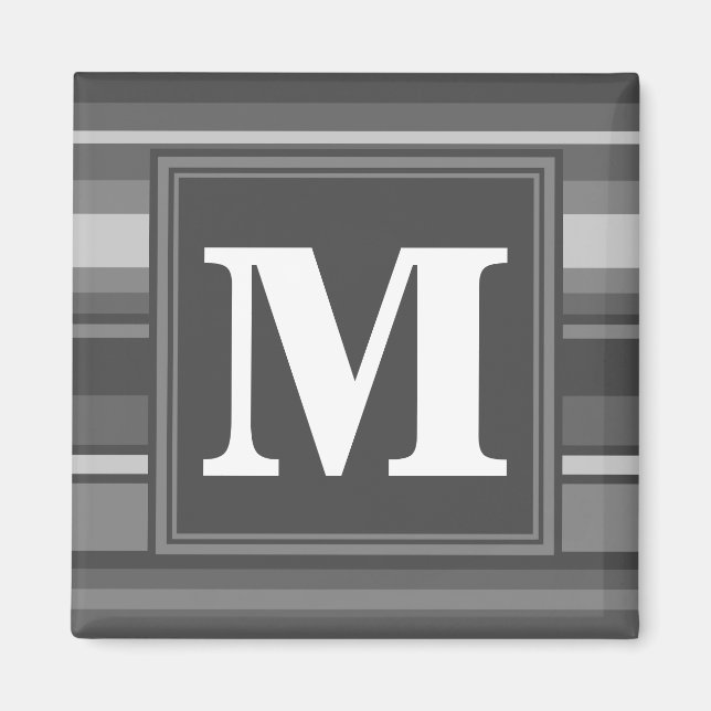 Monogramm graue Streifen Magnet (Vorne)