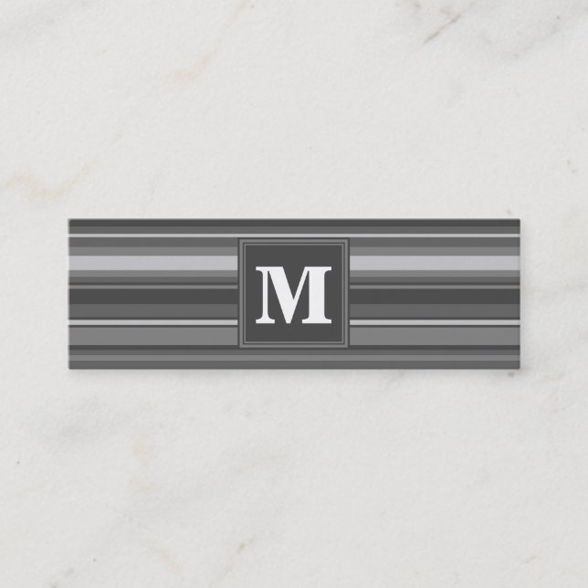 Monogramm graue Streifen Mini Visitenkarte (Vorderseite)