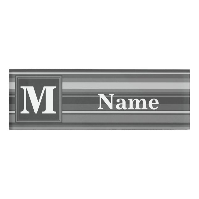 Monogramm graue Streifen Namenschild (Vorderseite)