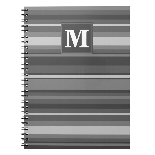 Monogramm graue Streifen Notizblock (Vorderseite)