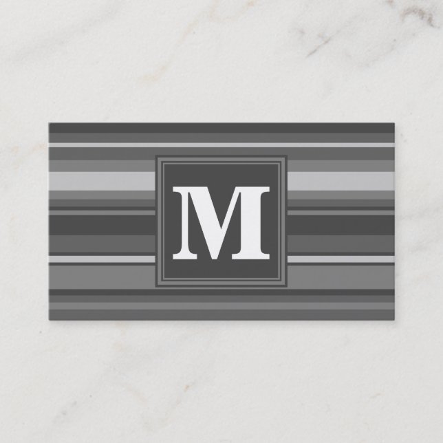 Monogramm graue Streifen Visitenkarte (Vorderseite)
