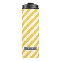 Monogramm graue und gelbe Preppy-Streifen