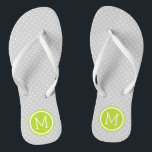 Monogramm graue und grüne Tiny Dots Flip Flops<br><div class="desc">Maßgeschneiderte gedreht Flop Sandalen mit einem niedlichen gürtelförmigen Polka-Punktmuster und einem eigenen Monogramm oder einem anderen Text in einem Kreisrahmen. Klicken Sie auf Anpassen,  um Schriftart und Farben zu ändern oder eigene Bilder hinzuzufügen,  um ein einzigartiges Design zu erstellen!</div>