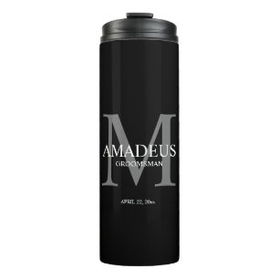 Monogramm Gray Name Thermaltumbler Thermosbecher