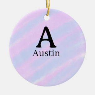 Monogramm Großbuchstabe männlich Name lila Pastell Keramik Ornament