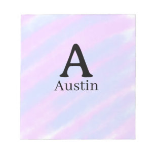 Monogramm Großbuchstabe männlich Name lila Pastell Notizblock