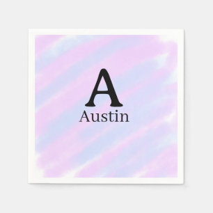 Monogramm Großbuchstabe männlich Name lila Pastell Serviette