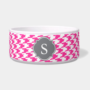 Monogramm große Hundeschale mit rosa und weißem Ha Napf