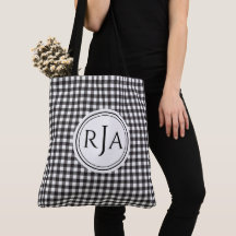 Monogramm, großes Schwarz-Weiß-Büffel-Karo 18"