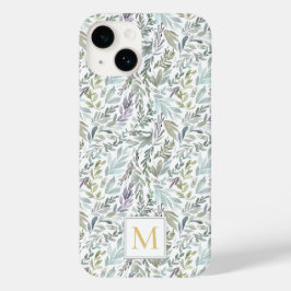 Monogramm Grün Blaue Botanische Aquarellmalerei Case-Mate iPhone 14 Hülle