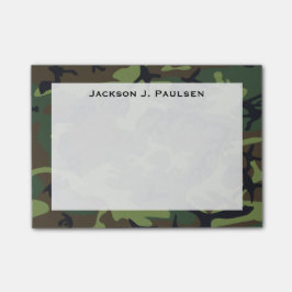 Monogramm Grün, Braun, Schwarzes Camouflage Post-it Klebezettel