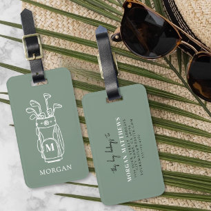 Monogramm Grün Golf Gepäckanhänger