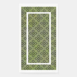 Monogramm, grün und schwarz, Retro-Muster Serviette