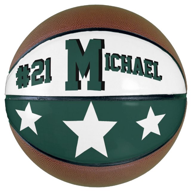 Monogramm Grün/Weiß Basketball (Vorderseite)