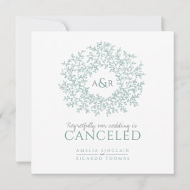 Monogramm grüne Blätter Hochzeit storniert Ankündigung