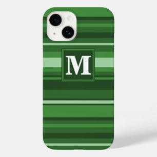 Monogramm grüne Streifen Case-Mate iPhone 14 Hülle