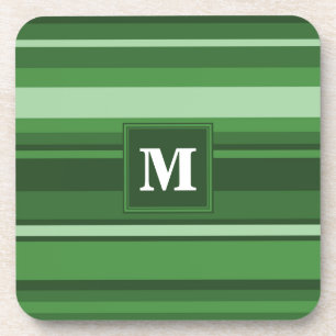 Monogramm grüne Streifen Getränkeuntersetzer
