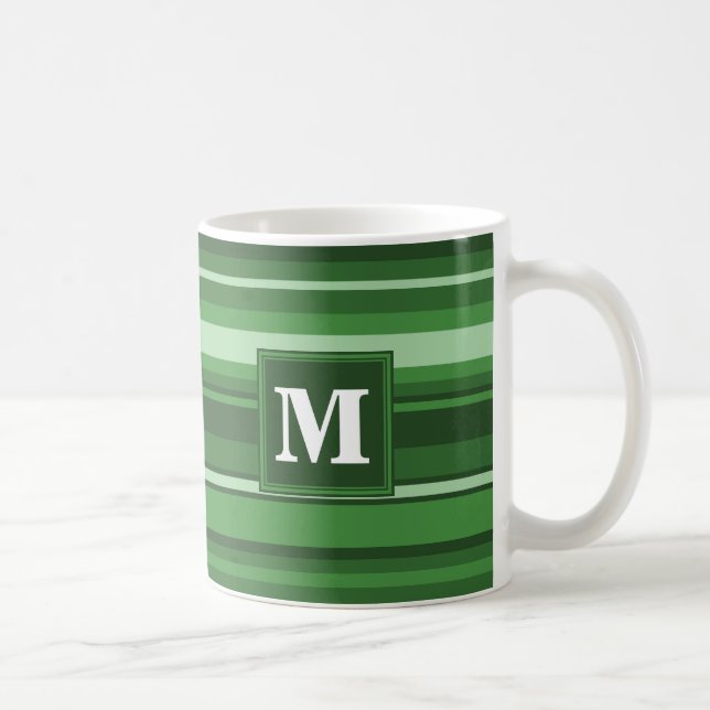 Monogramm grüne Streifen Kaffeetasse (Rechts)
