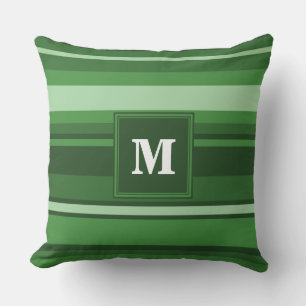 Monogramm grüne Streifen Kissen