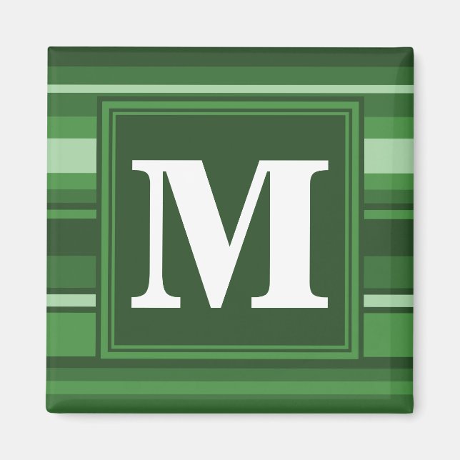 Monogramm grüne Streifen Magnet (Vorne)