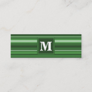 Monogramm grüne Streifen Mini Visitenkarte
