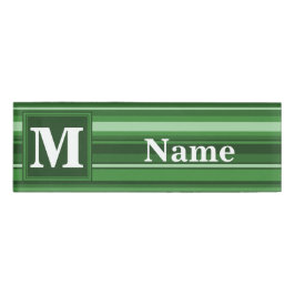 Monogramm grüne Streifen Namenschild